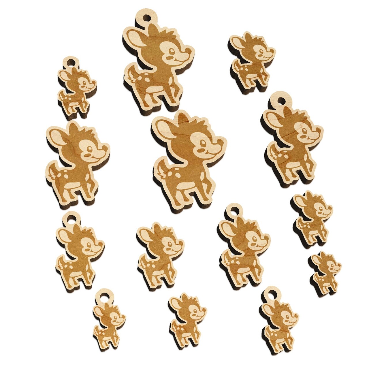 Adorable Baby Deer Fawn Mini Wood Shape Charms Jewelry DIY Craft